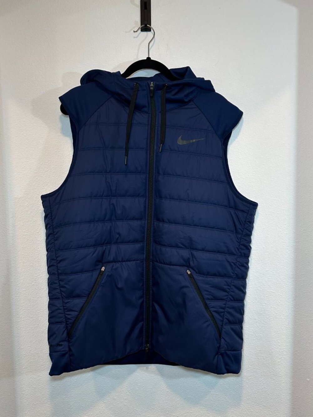 Nike Dri-Fit Men's Blue Navy Hooded Full Zip Puffer Vest Size Extra Large